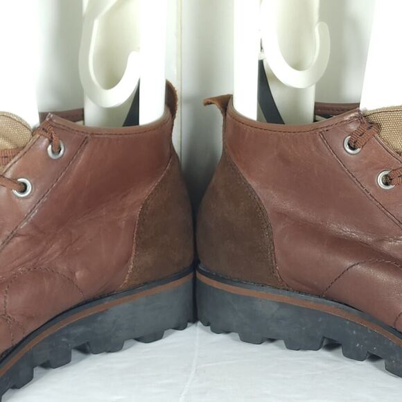 London Underground Women's Vtg US10 Brow Leather Lace Up Chunky Ankle Boots - Picture 14 of 16